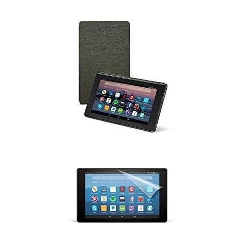  Amazon Cover (Charcoal Black) and Screen Protector (Clear) for Fire HD 8 Tablet (7th Generation, 2017 Release)