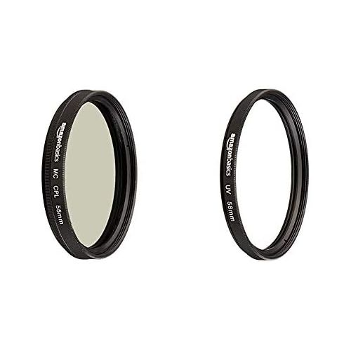  Amazon Basics Circular Polarizer Camera Lens Filter - 55 mm & UV Protection Camera Lens Filter - 58mm