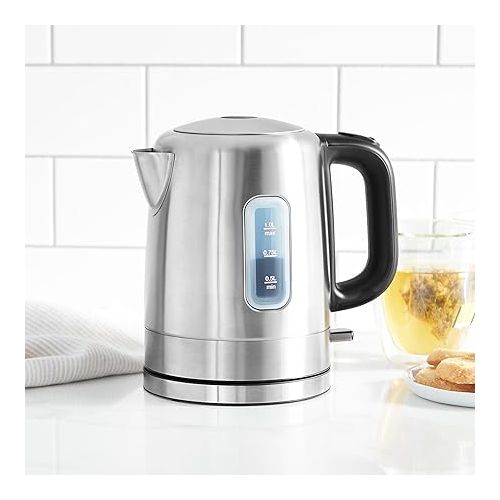  Amazon Basics Stainless Steel Portable Fast, Electric Hot Water Kettle for Tea and Coffee, Automatic Shut Off, 1 Liter, Black and Sliver