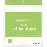Amazon Basics Number 4 Cone Coffee Filters for 8-12 Cup Coffee Makers, White, 100 Count