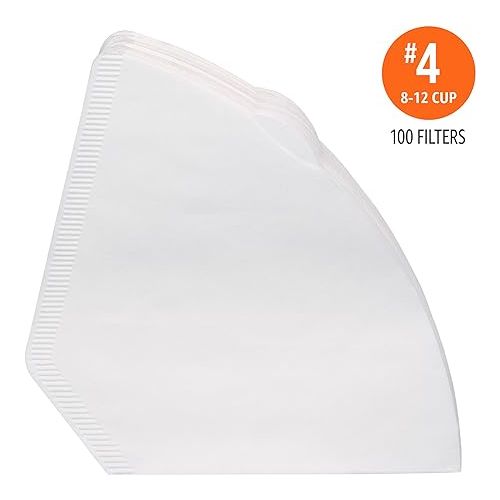  Amazon Basics Number 4 Cone Coffee Filters for 8-12 Cup Coffee Makers, White, 100 Count