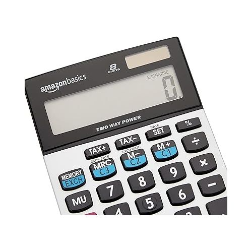  Amazon Basics LCD 8-Digit Desktop Calculator, 5-Pack, Silver