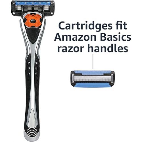  Amazon Basics 5-Blade MotionSphere Razor for Men with Dual Lubrication and Precision Trimmer, Handle & 16 Cartridges, Cartridges fit, Razor Handles only, 17 Piece Set, Black