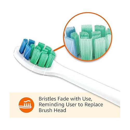  Amazon Basics Anti-Plaque Pro Replacement Brush Heads, White, 3 Count (Fits most Philips Sonicare Click-On Electric Toothbrushes) (Previously Solimo)