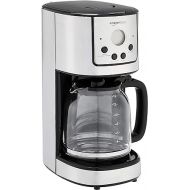 Amazon Basics Programmable Coffeemaker with Carafe and Reusable Filter, Stainless Steel, 12 Cups, Black