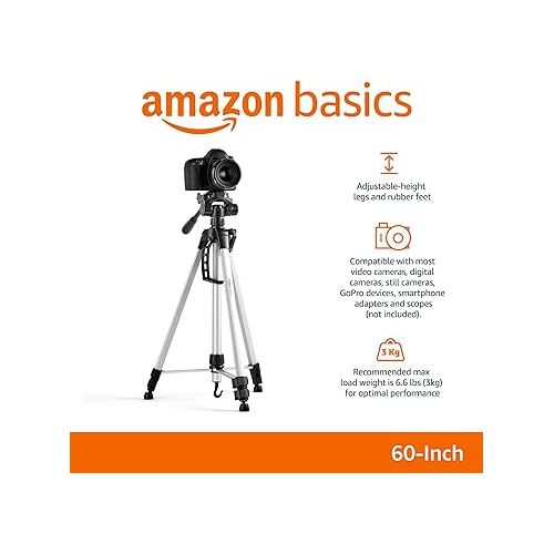  Amazon Basics 60-Inch Lightweight Tripod With Bag, Black