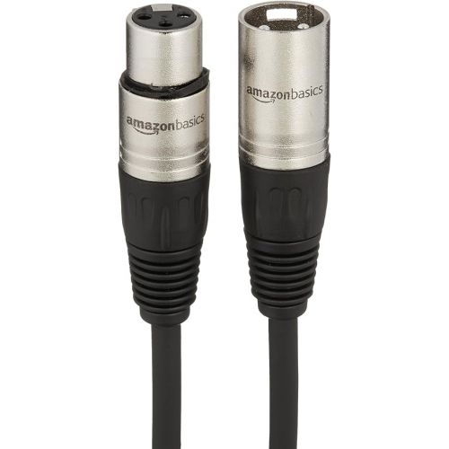  Amazon Basics XLR Microphone Cable for Speaker or PA System, All Copper Conductors, 6MM PVC Jacket, 6 Foot, Black
