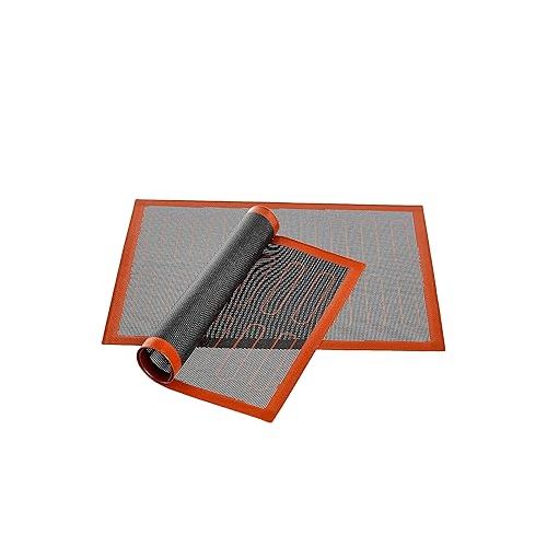  Amazon Basics Silicone Non-Stick Eclair Baking Mat, Reusable, Easy to Clean, 2 Pack, Black/Red/White, Rectangular, 15.7