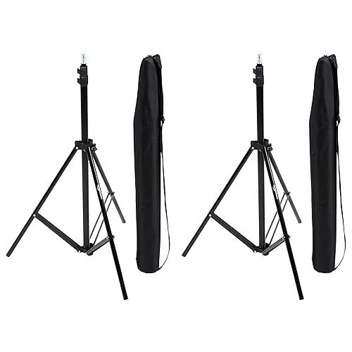  Amazon Basics Aluminum Light Photography Tripod Stand with Case - Pack of 2, 2.8 - 6.7 Feet, 3.66 Pounds, Black