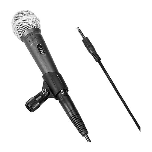  Amazon Basics - Wired Dynamic Vocal Microphone, Cardioid, XLR, Black/Silver