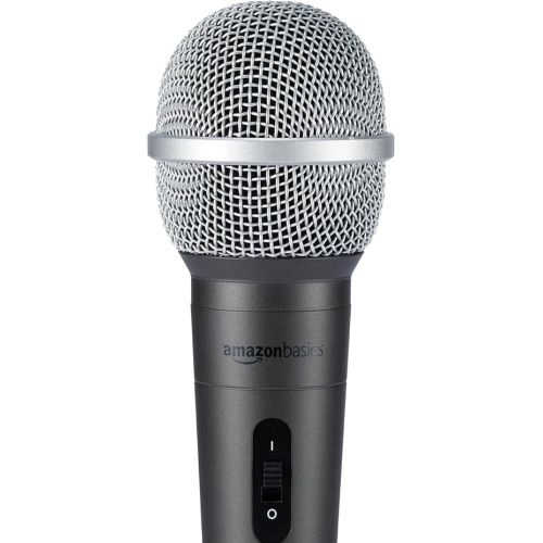  Amazon Basics - Wired Dynamic Vocal Microphone, Cardioid, XLR, Black/Silver
