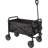 Amazon Basics Collapsible Folding Wagon, Heavy Duty, Utility Wagon for Sports, Camping, Garden, and Shopping, Black