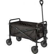 Amazon Basics Collapsible Folding Outdoor Utility Wagon with Cover Bag, Black