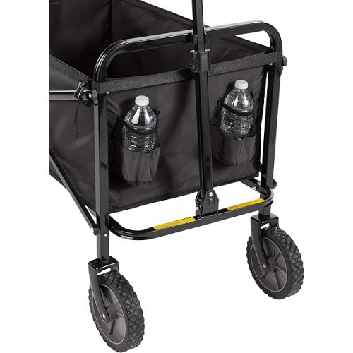  Amazon Basics Collapsible Folding Wagon, Heavy Duty, Utility Wagon for Sports, Camping, Garden, and Shopping, Black