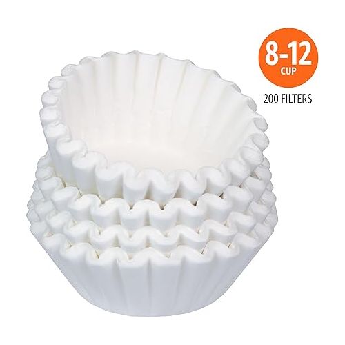  Amazon Basics Basket Coffee Filters for 8-12 Cup Coffee Makers, White, 200 Count