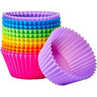 Amazon Basics Reusable Silicone Round Baking Cups, Muffin Liners, Pack of 12, Multicolor, 2.9 X 2.96 X 1.3 Inch