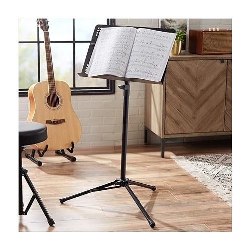  Amazon Basics Professional Folding Orchestra Sheet Music Stand, Black