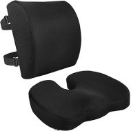 Amazon Basics Seat Cushion & Lumbar Support, Memory Foam, Black, 2-Pack