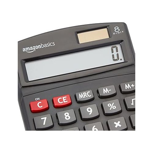  Amazon Basics LCD 8-Digit Desktop Calculator, Black - 5 Pack