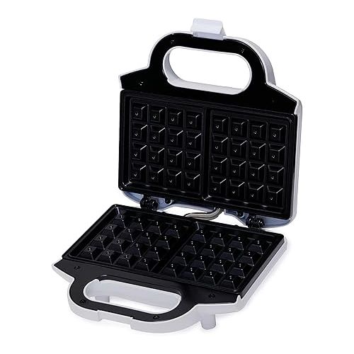  Amazon Basics Waffle Maker 2-Slices White with Non-stick coating and Easy to Clean, 700W