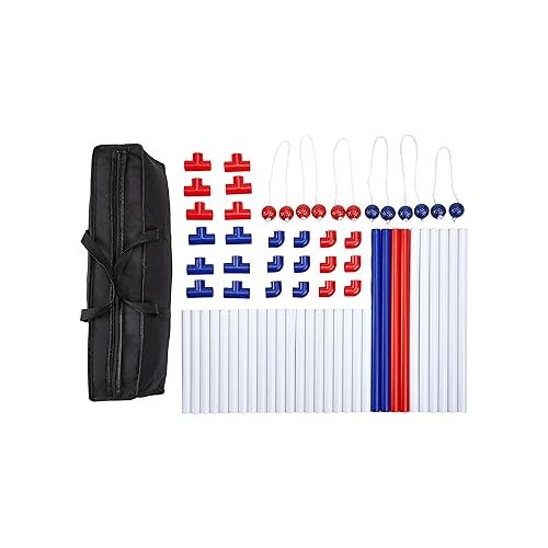  Amazon Basics - Ladder Toss Indoor/Outdoor Game Set with Travel Carrying Case, Full Size, Blue, Red