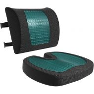 Amazon Basics Seat Cushion & Lumbar Support, Cool Gel Memory Foam, Rectangular, 2-Pack, Black