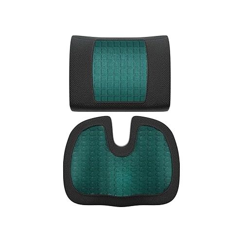  Amazon Basics Seat Cushion & Lumbar Support, Cool Gel Memory Foam, Rectangular, 2-Pack, Black