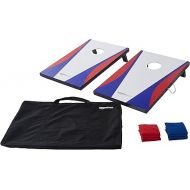 Amazon Basics Cornhole Set with 2 Boards, 8 Bean Bags, and Travel Carry Case, Blue/Red