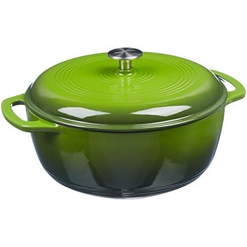  AmazonBasics Enameled Cast Iron Covered Dutch Oven, 6-Quart, Green