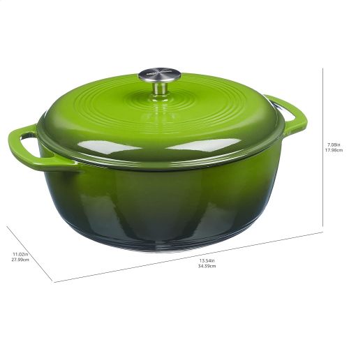  AmazonBasics Enameled Cast Iron Covered Dutch Oven, 6-Quart, Green