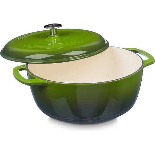  AmazonBasics Enameled Cast Iron Covered Dutch Oven, 6-Quart, Green