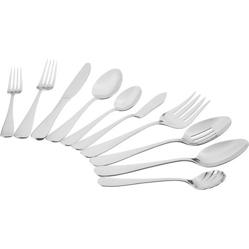  AmazonBasics 45-Piece Stainless Steel Flatware Set with Round Edge, Service for 8