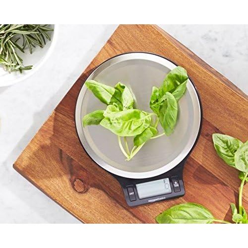  AmazonBasics Stainless Steel Digital Kitchen Scale with LCD Display, Batteries Included