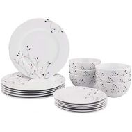 AmazonBasics 18-Piece Kitchen Dinnerware Set, Plates, Dishes, Bowls, Service for 6, Branches