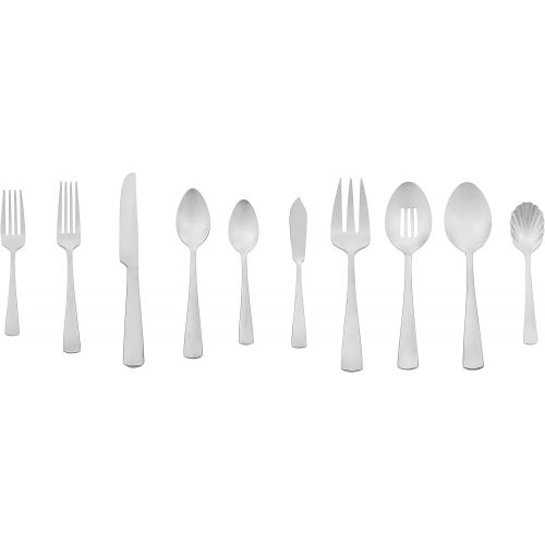  AmazonBasics 45-Piece Stainless Steel Flatware Set with Square Edge, Service for 8