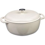 AmazonBasics Enameled Cast Iron Covered Dutch Oven, 6-Quart, White