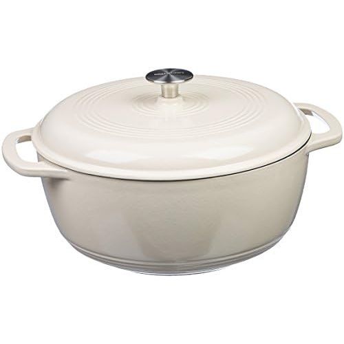  AmazonBasics Enameled Cast Iron Covered Dutch Oven, 6-Quart, White