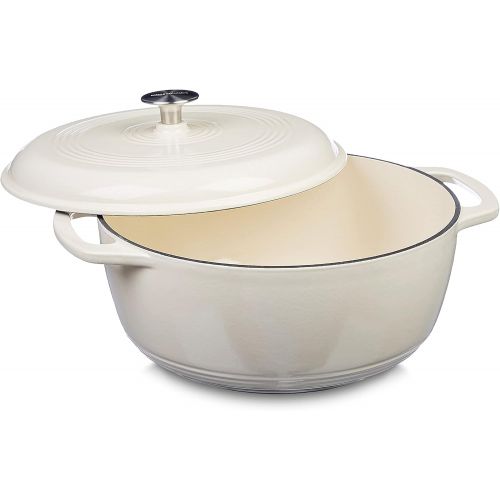  AmazonBasics Enameled Cast Iron Covered Dutch Oven, 6-Quart, White