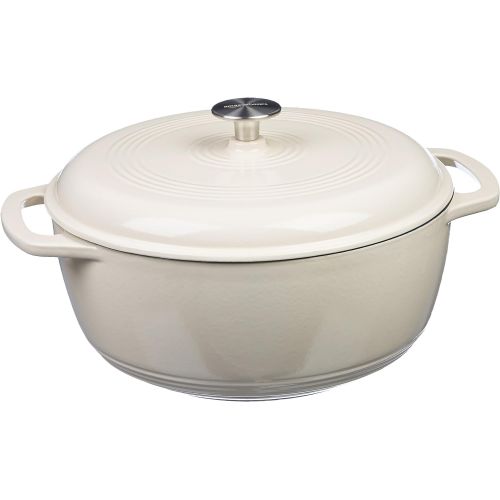  AmazonBasics Enameled Cast Iron Covered Dutch Oven, 6-Quart, White