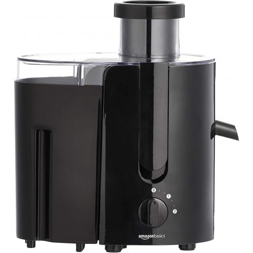  AmazonBasics Wide-Mouth, 2-Speed Centrifugal Juicer with Juice Jug and Pulp Container, Black