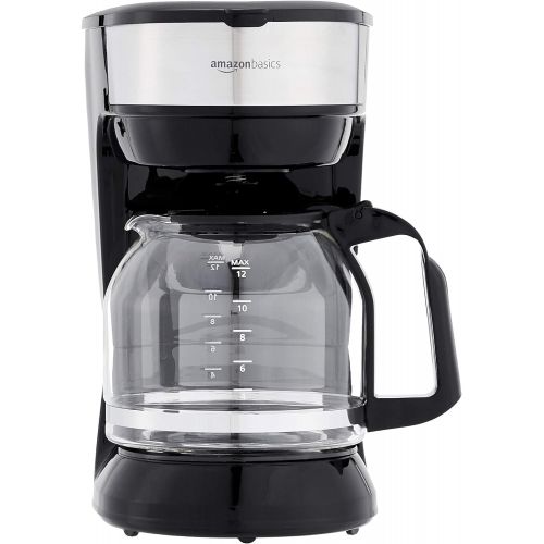  Amazon Basics 12-Cup Coffee Maker with Reusable Filter, Black and Stainless Steel