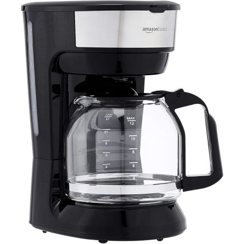  Amazon Basics 12-Cup Coffee Maker with Reusable Filter, Black and Stainless Steel