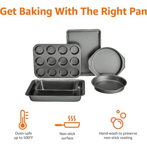  Amazon Basics 6-Piece Nonstick, Carbon Steel Oven Bakeware Baking Set