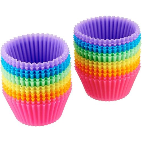  Amazon Basics Reusable Silicone Baking Cups, Muffin Liners - Pack of 24, Multicolor