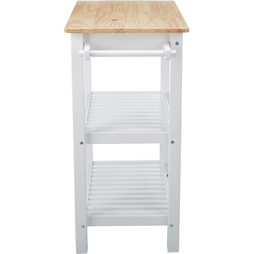  Amazon Basics Kitchen Island Cart with Storage, Solid Wood Top and Wheels - Natural / White