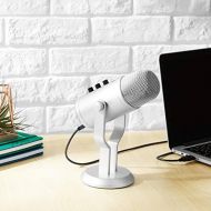 AmazonBasics Professional USB Condenser Microphone with Volume Control and OLED Screen, Silver