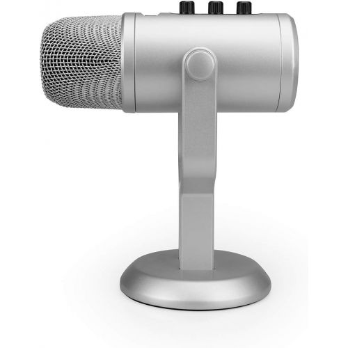  AmazonBasics Professional USB Condenser Microphone with Volume Control and OLED Screen, Silver