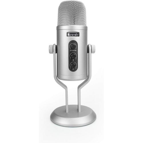  AmazonBasics Professional USB Condenser Microphone with Volume Control and OLED Screen, Silver