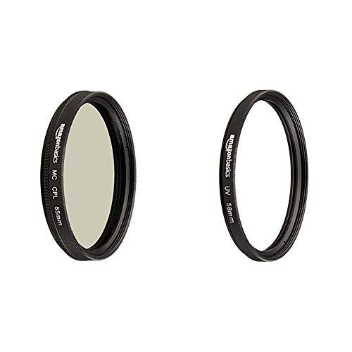  Amazon Basics Circular Polarizer Camera Lens Filter - 55 mm & UV Protection Camera Lens Filter - 58mm