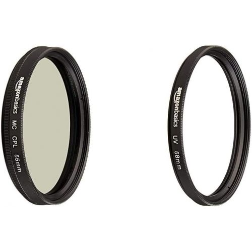  Amazon Basics Circular Polarizer Camera Lens Filter - 55 mm & UV Protection Camera Lens Filter - 58mm